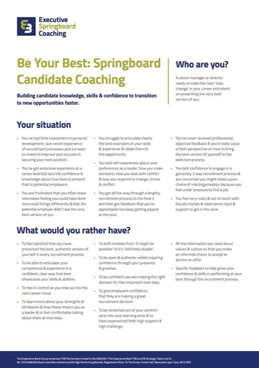 Be Your Best Springboard Candidate Coaching Flyer