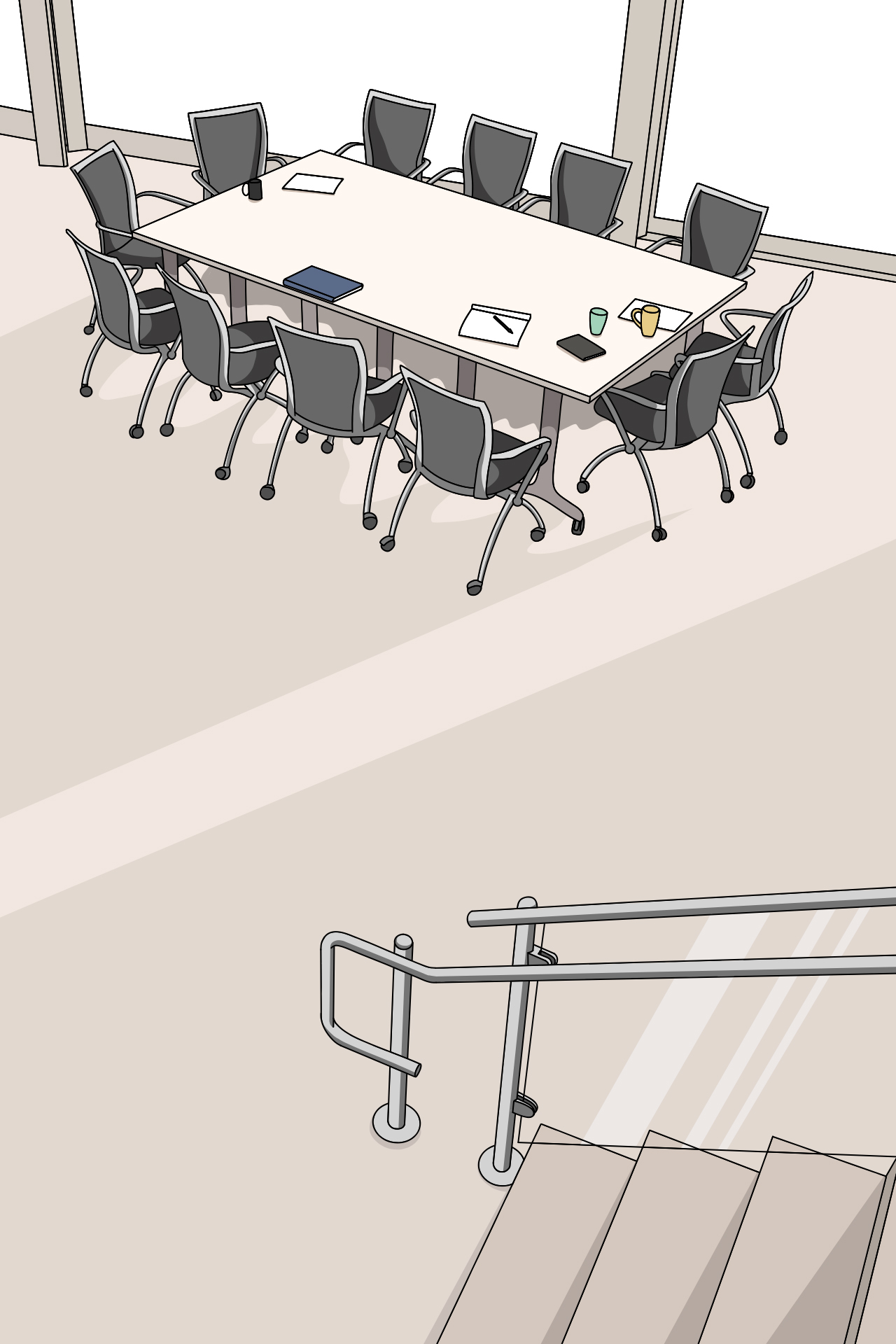 Board evaluations. Illustration of a boardroom